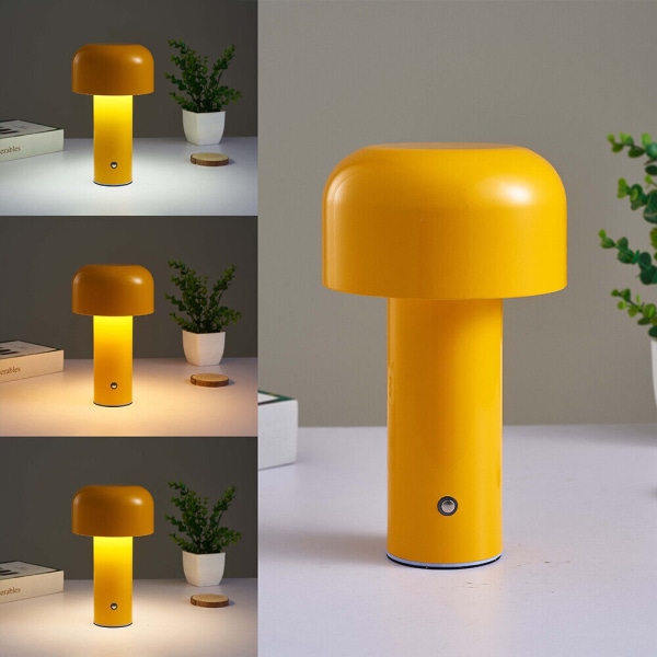 Led Creative Mushroom Uppladdningsbar bordslampa 3w 3 ljusgul yellow