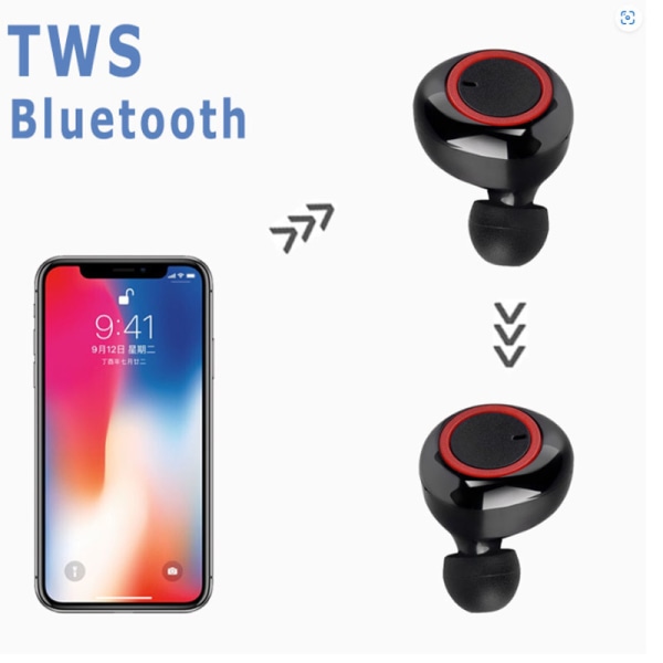 Y50 Bluetooth hörlurar True Wireless In-ear Bluetooth 5.0-ljud (svart)