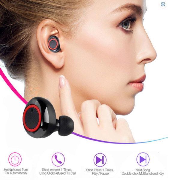 Y50 Bluetooth hörlurar True Wireless In-ear Bluetooth 5.0-ljud (svart)