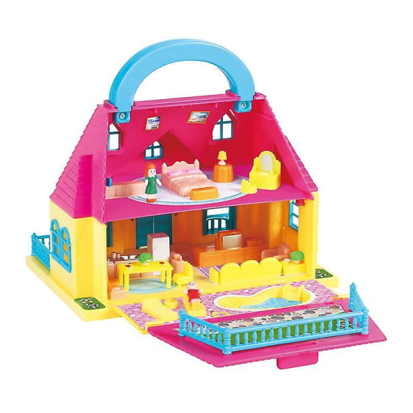 gör-det-själv dockskåp hopfällbart dockhus villa plast lekstuga dockhus leksaker för flickor barn presenter pink