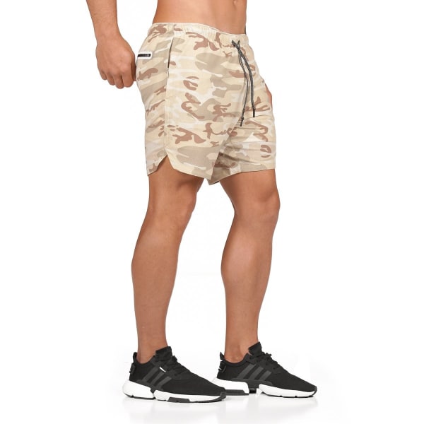 Sommar strandshorts för män Casual stor storlek dubbla lager shorts Mesh sportbyxor Black L