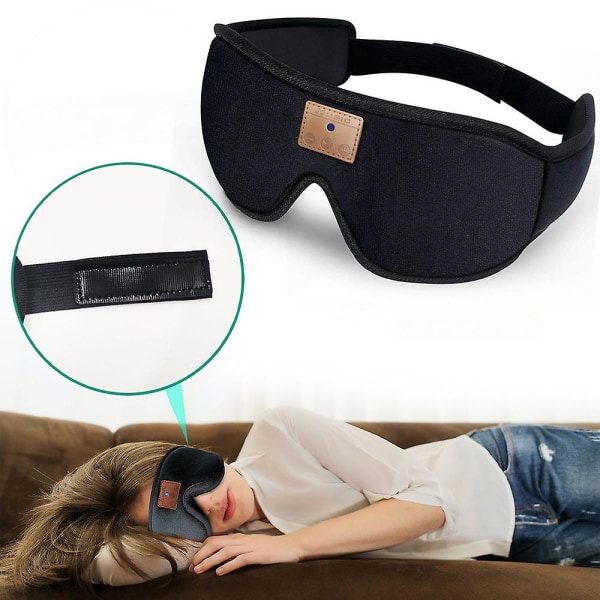 Trådlös Bluetooth ögonmask med 3D-ergonomisk design för resor, musik, telefonsvarning, skuggning och sömn med hörlurar