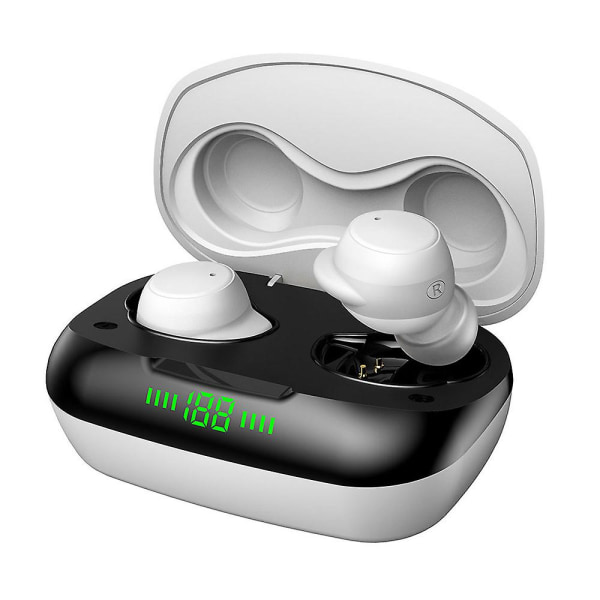 Bluetooth hörlurar, trådlösa Bluetooth öronsnäckor Touch Control In-Ear-hörlurar med LED-batteridisplay White
