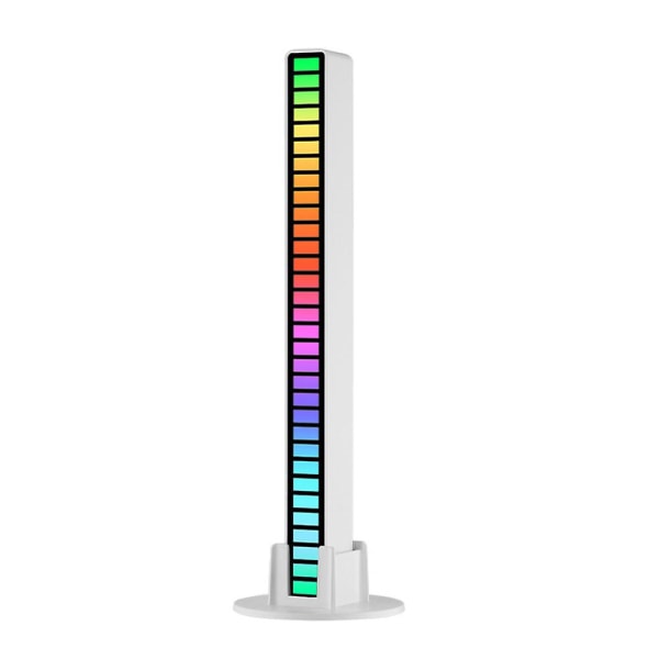 Snyggt ljudstyrt omgivande ljus, musikljus med 32 färgglada lamppärlor, uppladdningsbar typ C White