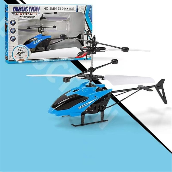 Gest Fjärrkontroll Helikopterflyginduktionsflygplan med ljus, upphängt flygplan, USB laddning, automatisk avstängning Blue