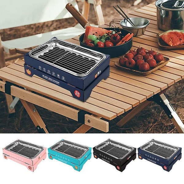 Minigrill Engångsartiklar Träkol Kompaktgrillar Campingtillbehör Instant Bbq Flerfärgad valfri Black