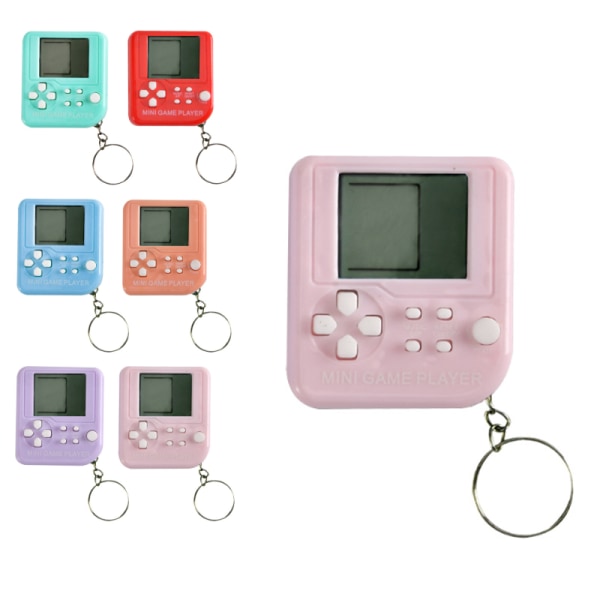 Tetris videospel handhållna spelspelare med nyckelring Pink