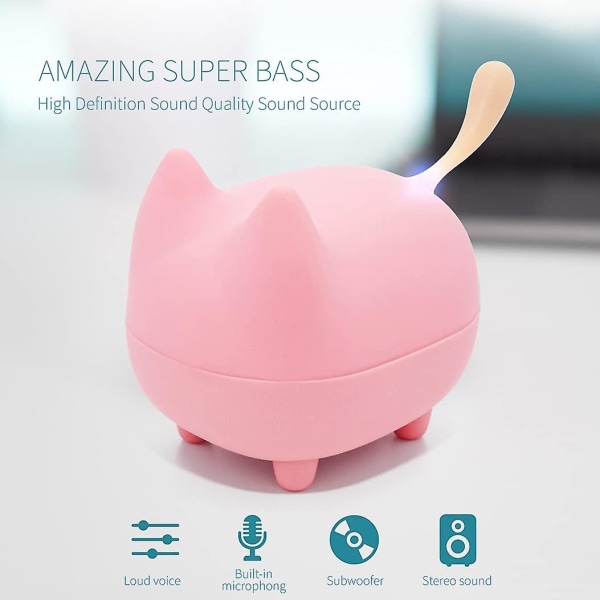 Bärbar Bluetooth högtalare, trådlös minihögtalare, med tydlig stereo, inbyggd mikrofon. Pink