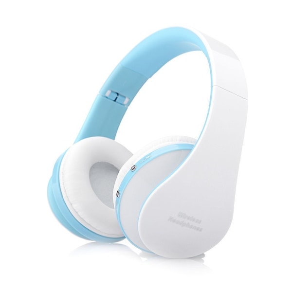 Vikbart trådlöst Bluetooth headset för telefonplatta, stereohörlurar Sky blue