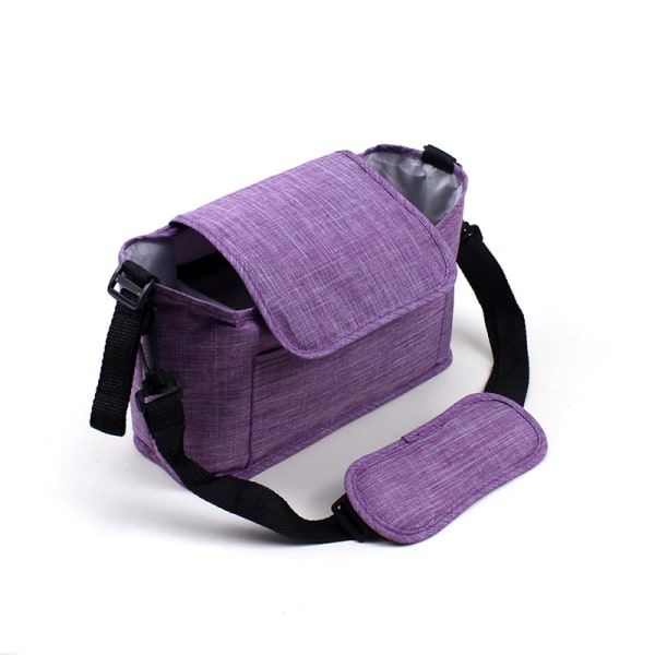 Hängväska för barnvagn Stor förvaringsväska för baby Svart Purple