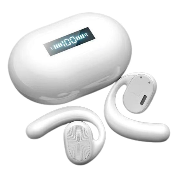 Open Ear-hörlurar, trådlösa öppna öronsnäckor med öronkrokar för löpning, promenader och träning (vit) white