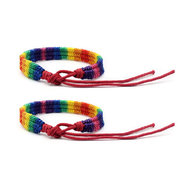 2 st Rainbow Pride Armband Handgjorda flätade vänskapssnören red