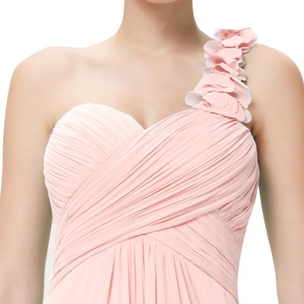 Ever-Pretty Mode Kvinnor Blommor En Shoulder Lång Chiffong Bröllop Brudtärna Aftonklänningar pink 2
