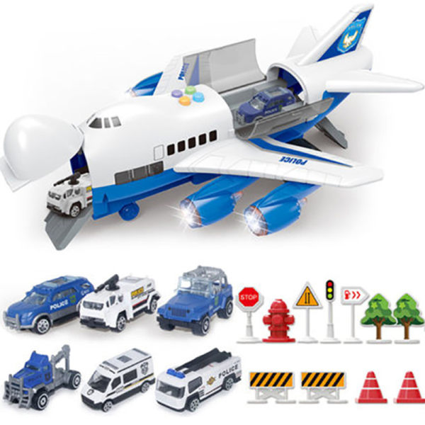 Modellleksak Barns polisflygplan leksakslagring spår scen