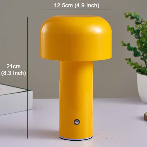 Led Creative Mushroom Uppladdningsbar bordslampa 3w 3 ljusgul yellow