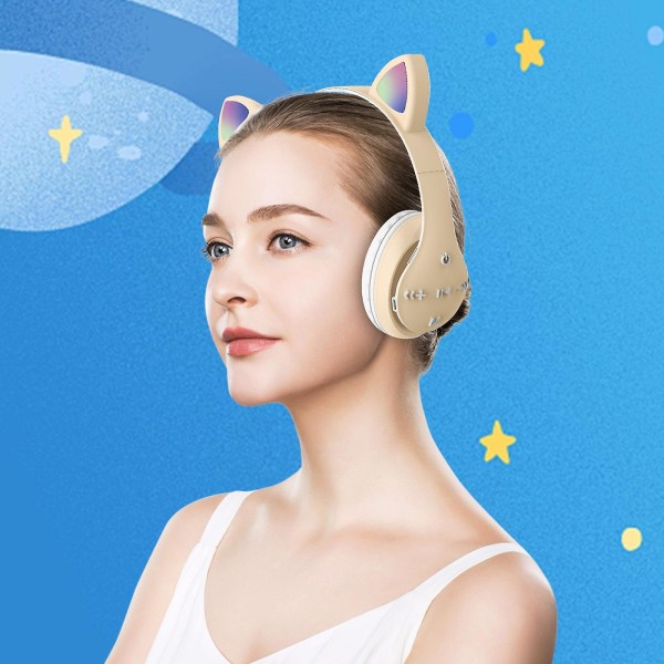 Bluetooth hörlurar Fällbara headset Trådlöst Bluetooth headset Headset Bluetooth öra Gul Yellow
