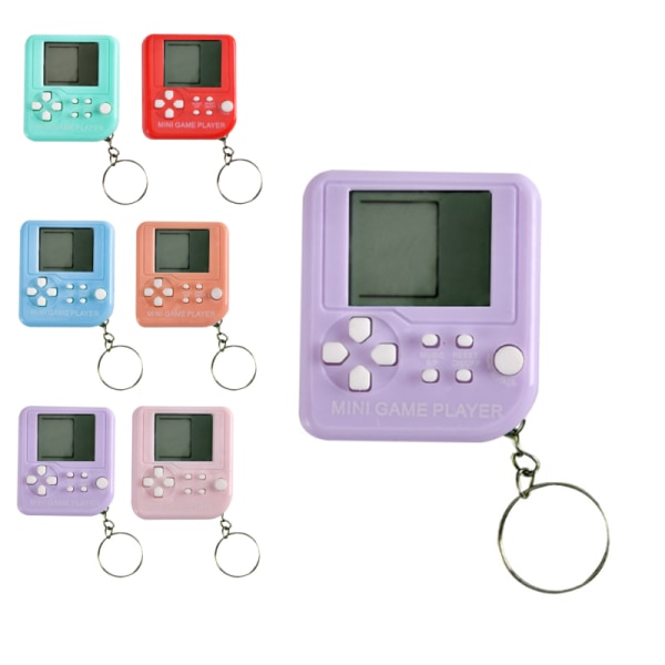 Tetris videospel handhållna spelspelare med nyckelring purple