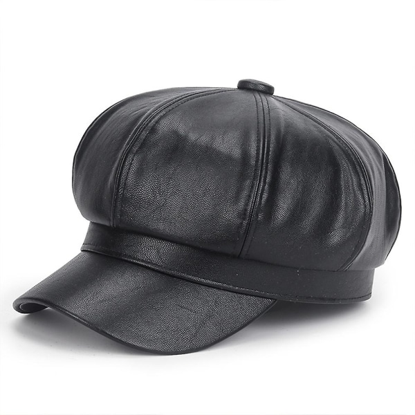 Pu Leather Cab Painter's Hat Ivy Basker Gatsby black