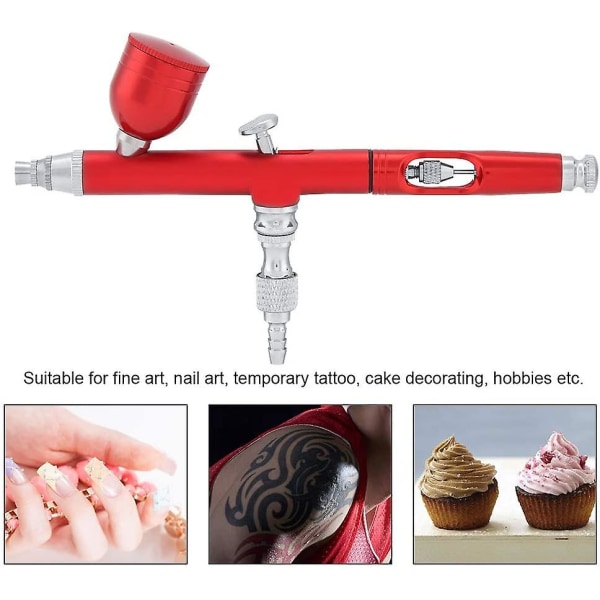 Airbrush Kit Airbrush System Kit med luftintagskontakt Målningsverktyg Multifunktion dubbelverkande red