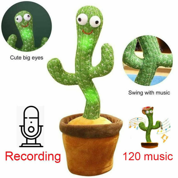 Dansande kaktusinspelning Plysch Barnleksak Sång Rörlig Spinning