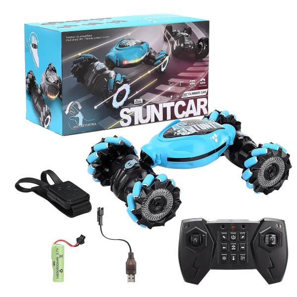 RC Car Toy 360 Stunt Car Rc Handgest Sensing Off Roader blue