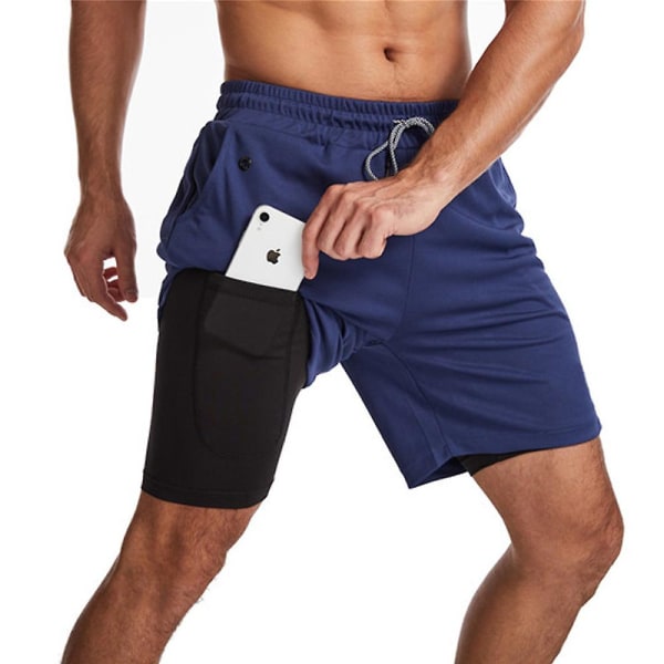 Running Gym Sports Shorts för män Andas träningsshorts utomhus Dark Blue M