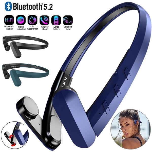 Trådlösa Bluetooth hörlurar Benledningshörlurar Trådlösa Bluetooth Outdoor Sport Open-Ear Headset Black