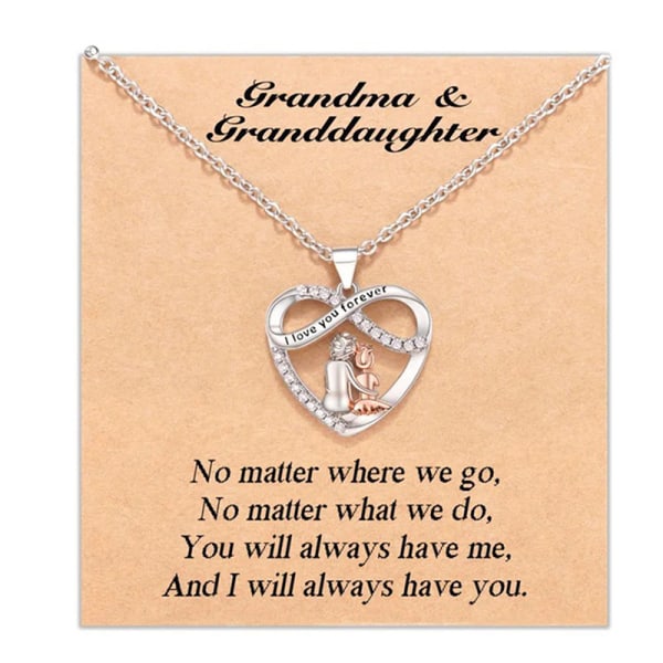 Halsband till mormor och barnbarn med kort "I love you forever"