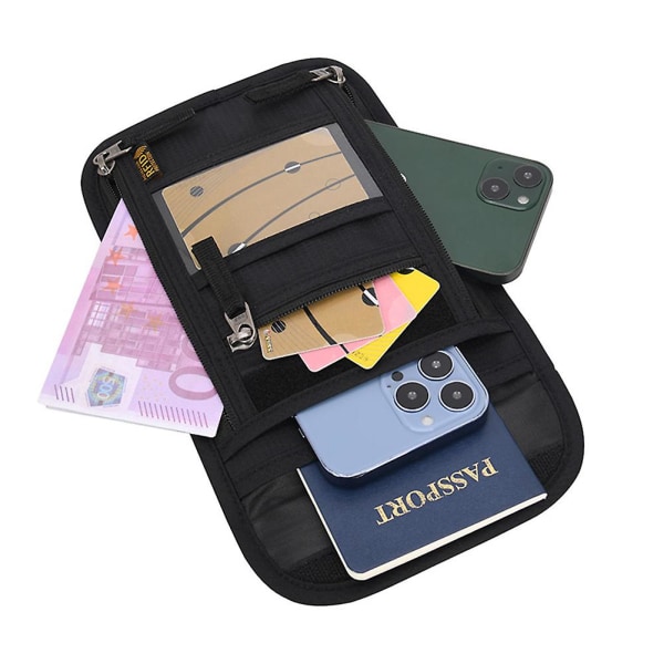 Förvaringsväska Plånbok Blockerande Passhållare Reseplånbok, Halsväska Organizer Blue