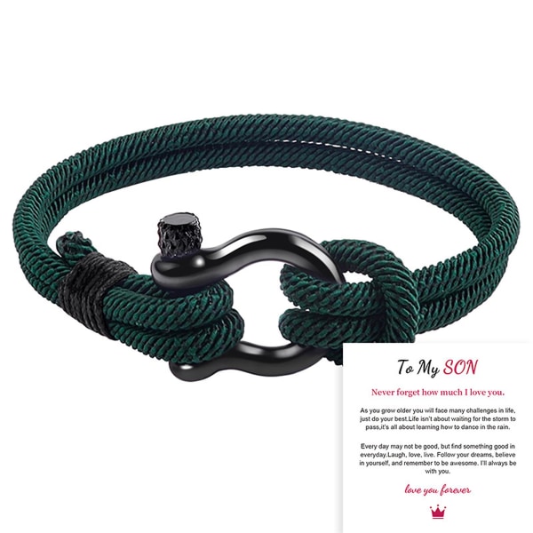 Män Dam Stål Skruv Ankare Schackel Nautical Sailor Rope Armband Wrap Armband (Flera färger tillgängliga) green