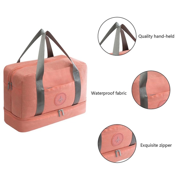 Duffelväska Vattentät Travel Wet Dry Separation Handväska för simning Sportkläder Förvaring Pink