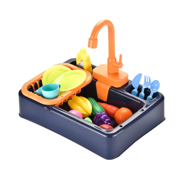 Set köksset Diskbänk Leksaker med rinnande vatten leksak Blue
