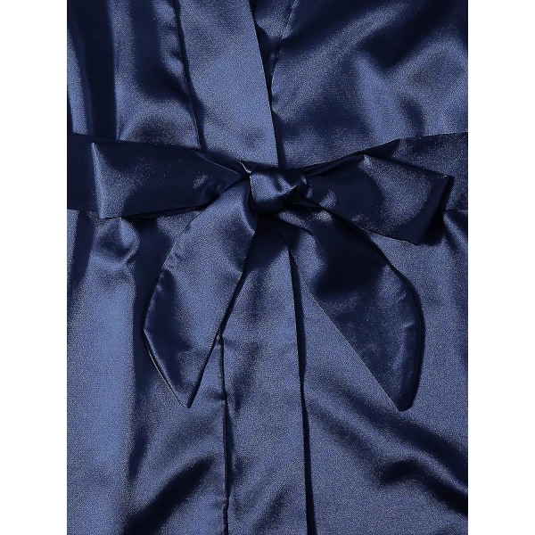 Kvinnors satin pyjamas Set Set 4-delad Floral Lace Strap Underkläder. black M