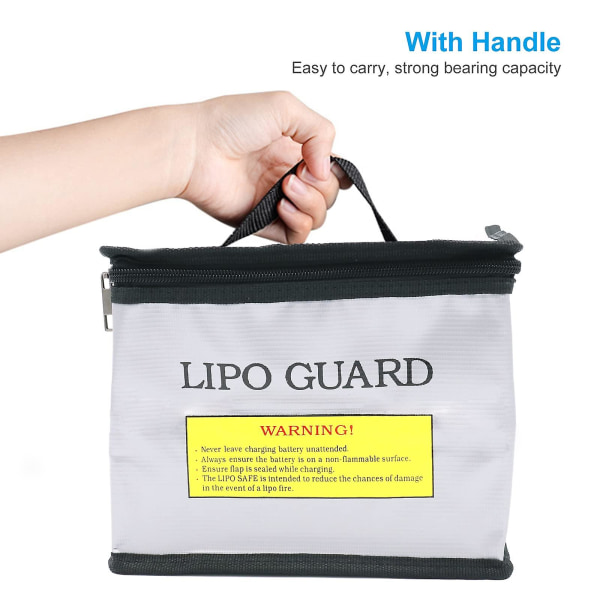 Flamskyddad explosionssäker Lipo Safe-väska med stort utrymme för Lipo-batteriförvaring och laddning (215x145x165 mm)