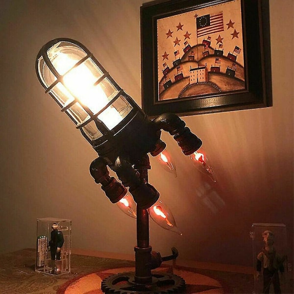 Raketlampa Retro Industrial Steampunk Rocket Light UK PLUG