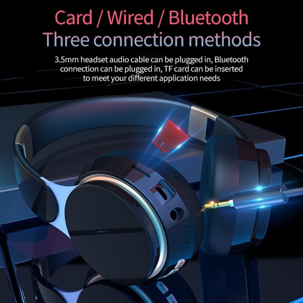 Headset hopfällbart trådlöst stereoheadset Bluetooth 5.1 hörlurar för smartphone surfplattor, bärbar dator red