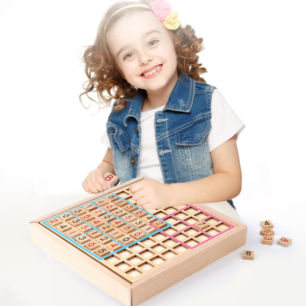 Trä Sudoku Nine Grid barns logiska träningssticksåg
