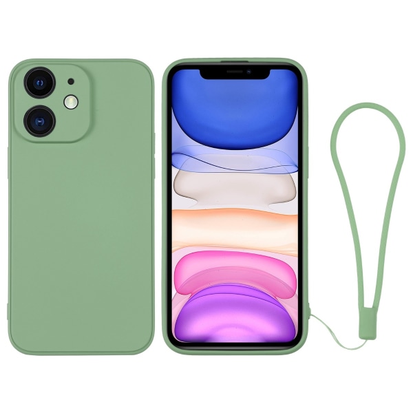Skal iPhone 11 Silikon med handledsrem (Grön)