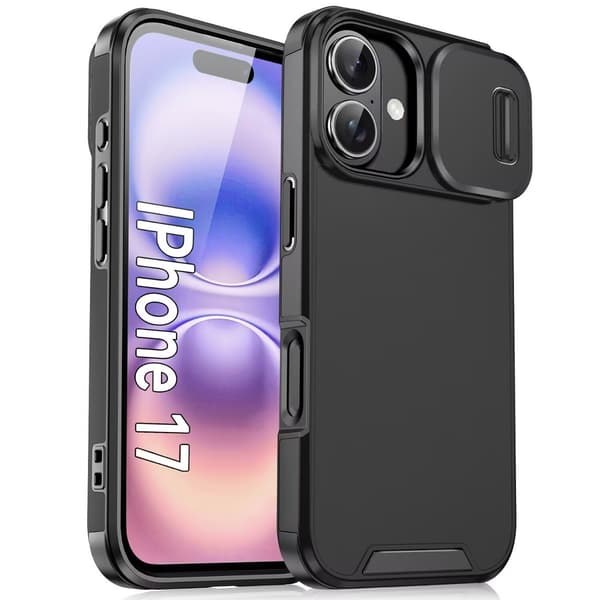 Skal iPhone 17 skjutbart kameraskydd Svart