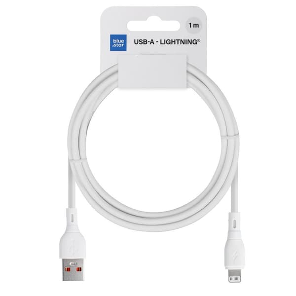 Laddkabel Lightning USB-A 1 m 2,4A Blue Star Vit