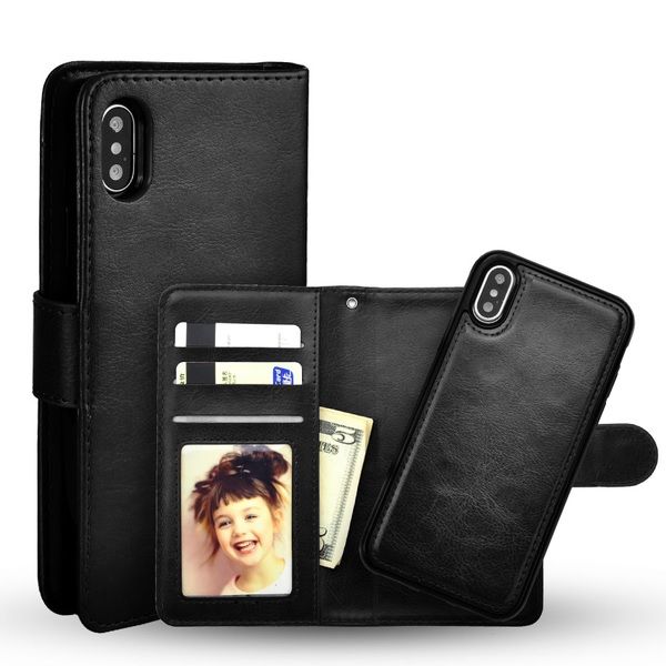 Plånboksfodral magnetskal till iPhone X/XS Svart
