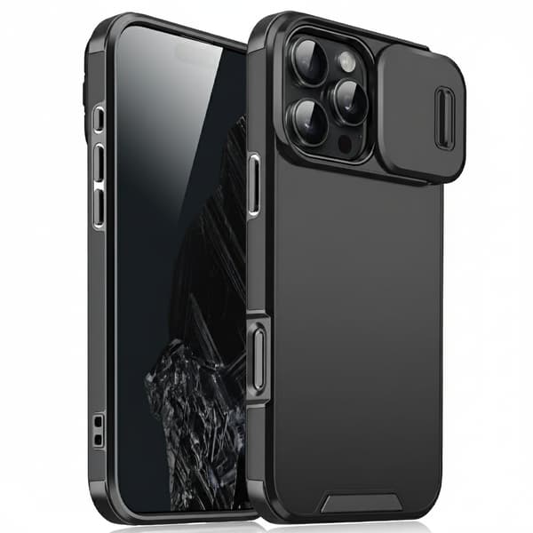 Skal iPhone 15 Pro Max skjutbart kameraskydd Svart