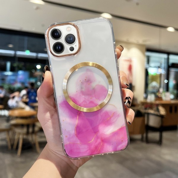Skal iPhone 12 Pro Max marmor rosaröd MagSafe