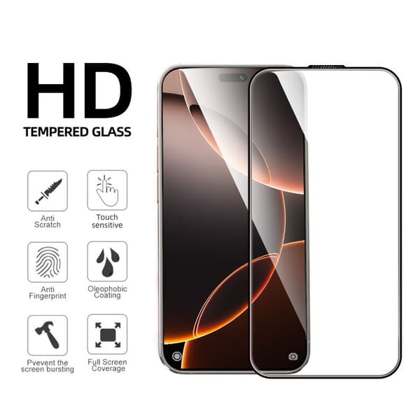 Skärmskydd iPhone 17 Pro Max Heltäckande Härdat Glas
