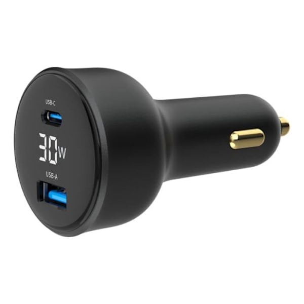 Laddare - Gembird - USB Typ C - 2 portar - 30W - LCD - Svart Svart