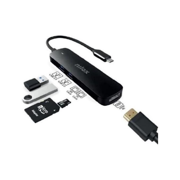 Dock USB-C - Ej specificerad - HDMI - 2x USB 3.0 - SD och TF - Färg Svart