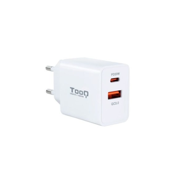 Tooq USB-C Qc 3.0 20W + Usb-A Qc 3.0 18W laddare Vit
