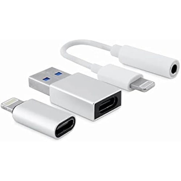 CoolBox COO-CKIT-APPL Connectivity Kit för iPhone/iPad. Lightning till 3,5 mm-jack, Lightning till USB-C och