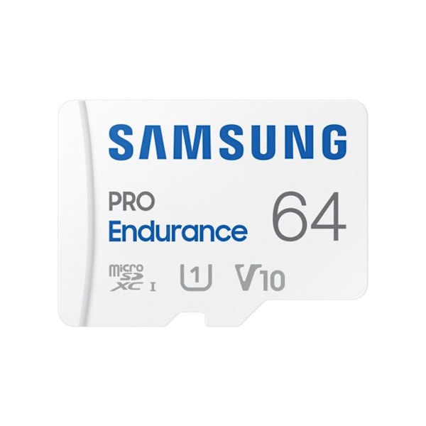 Samsung PRO Endurance 64 GB microSDXC-kort Klass 10, UHS-Klass 1 4K-videokompatibilitet, med SD-adapter, resistans