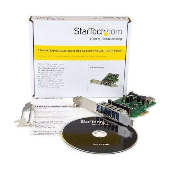 StarTech.com 7-portars USB 3.0 PCI Express-kontrollkort - 6 externa 1 internt - SATA-driven (PEXUSB3S7)